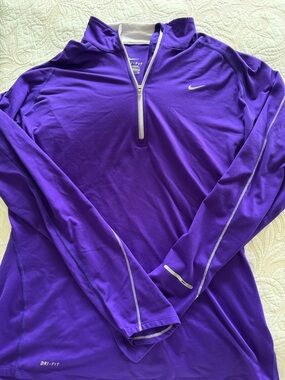 Nike Purple Dri-FIT Half-Zip Athletic Top with White Trim